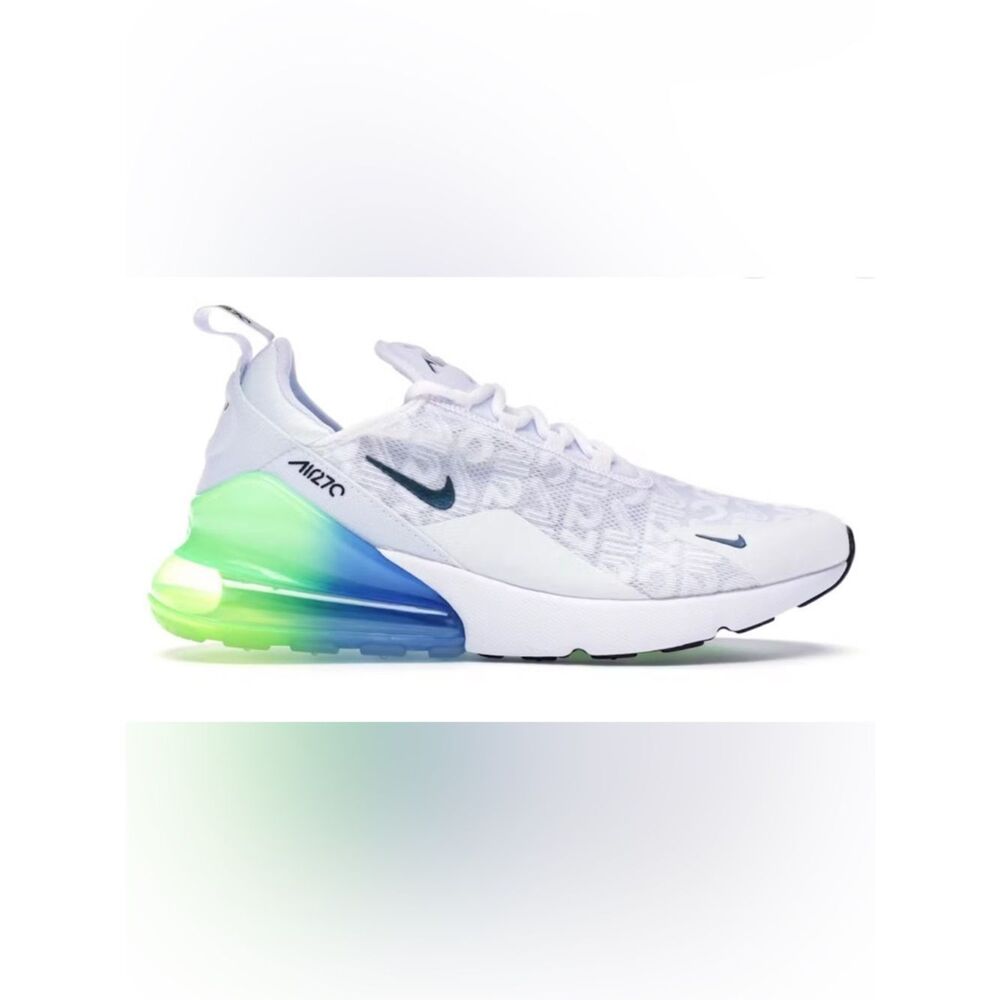 NIKE air max 270 White Lime Blast Photo Blue lace up shoes sneakers mens 12
